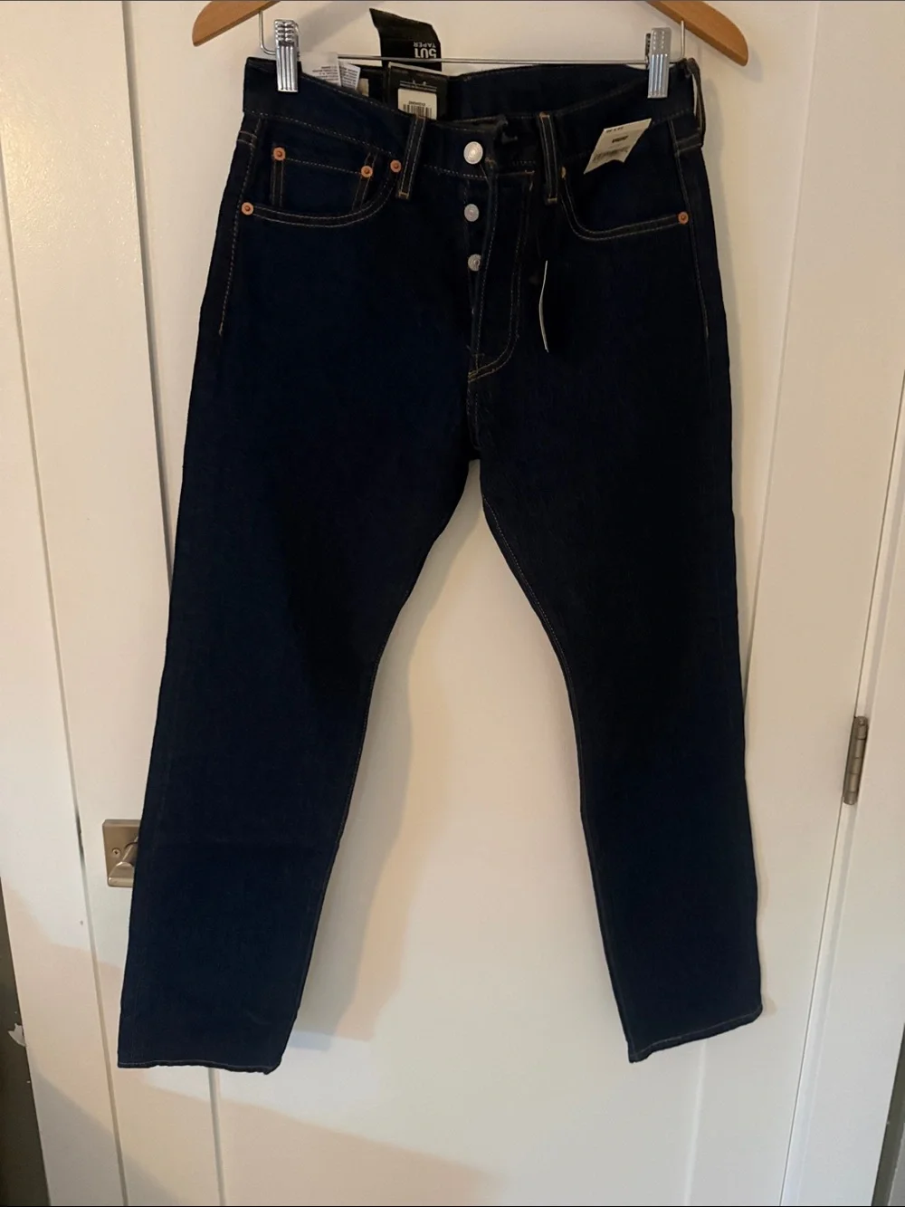 Levi's Navy Straight Leg Men's Jeans with Button Fly